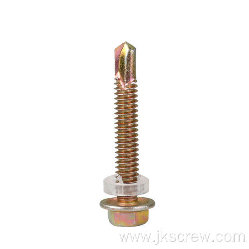 Hex Flange Self Drilling Screw PVC Washer Zinc